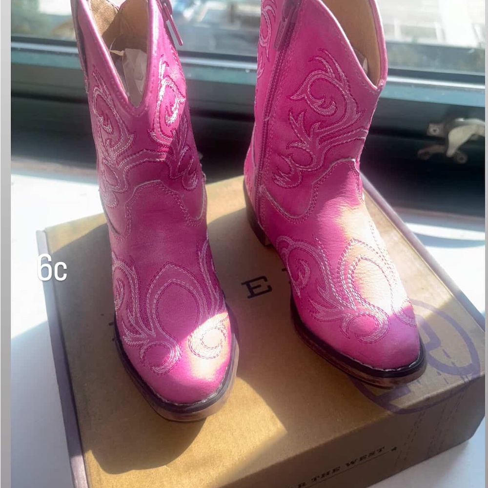 Pink Embroidered Western Boots